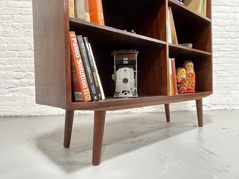 DANISH Mid Century Modern ROSEWOOD BOOKCASE / Vinyl Storage, c. 1960s image 6