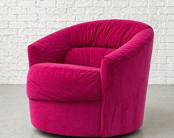 POSTMODERN Pink Swivel Lounge Chair / ARMCHAIR in the style of Vladimir Kagan, c. 1980's