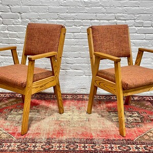 Mid Century MODERN Teak Oak DINING CHAIRS, Set of 6 image 7