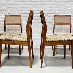 WALNUT Mid Century Modern CANED Dining CHAIRS, Set of Four image 1