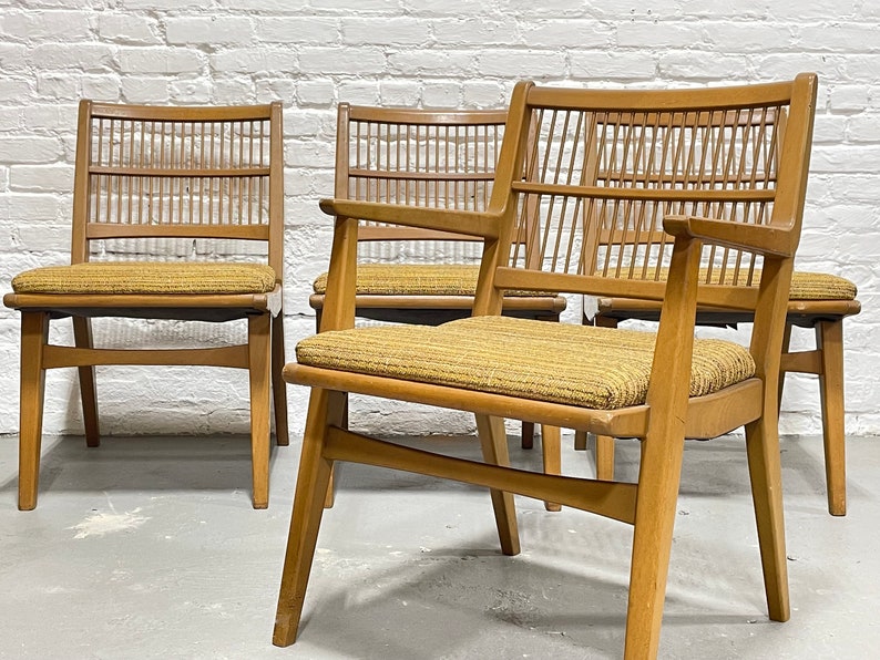 Mid Century MODERN Spindle Back DINING CHAIRS by Red Lion Furniture, Set of 4 image 1