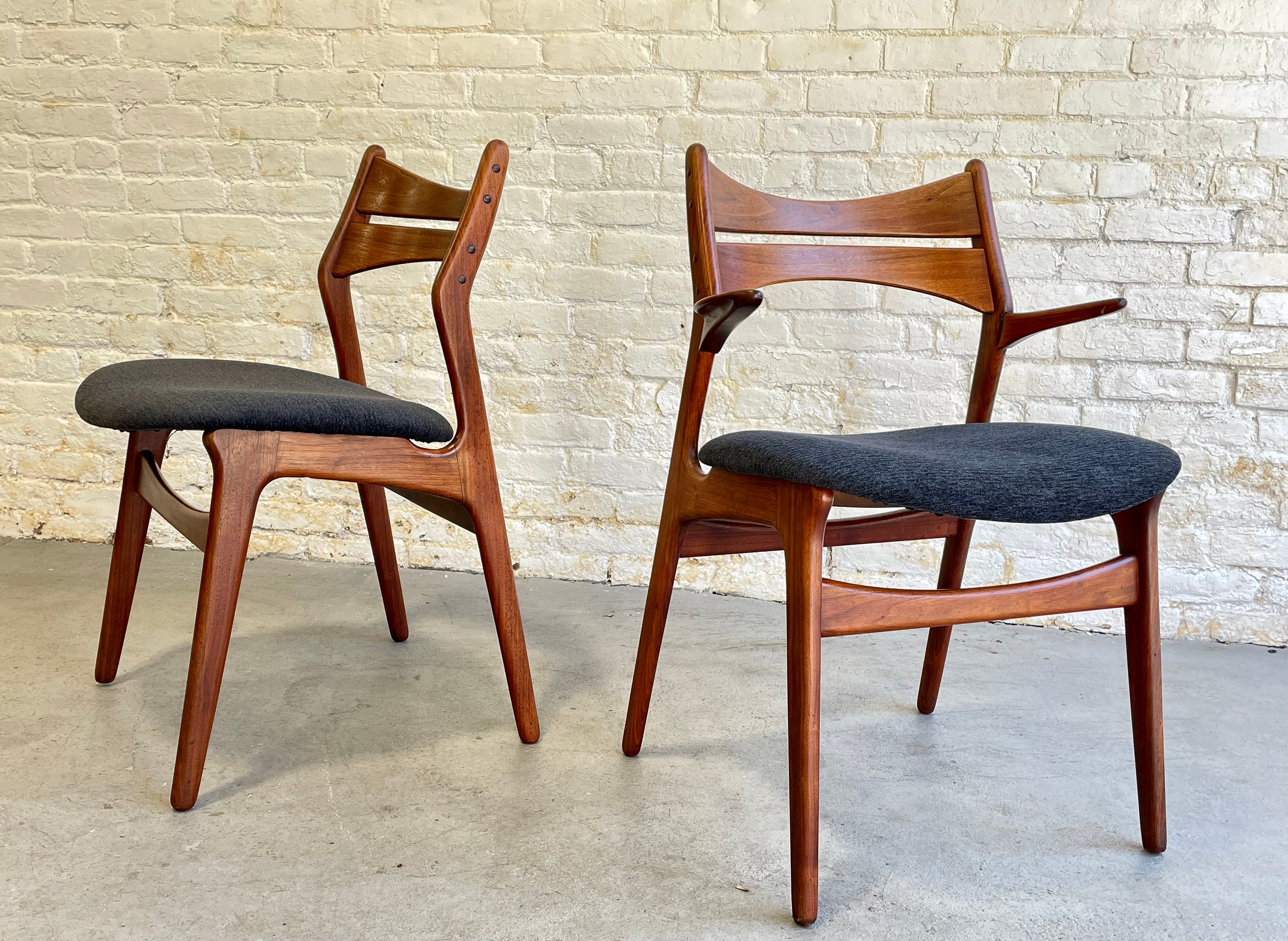 Mid Century MODERN Pair of Teak DINING CHAIR by Erik Buch for Christian Christiansen