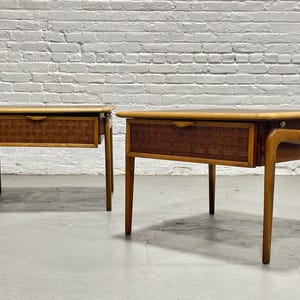Mid Century MODERN Walnut & Oak End Tables by Warren Church for LANE Perception