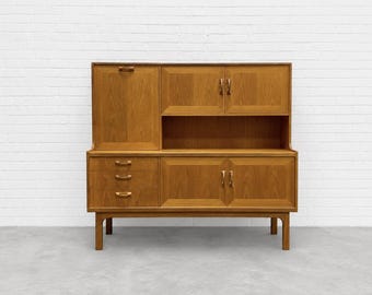 LARGE Mid Century Modern Teak China Cabinet | SIDEBOARD Wall Unit by G-Plan, c. 1960’s