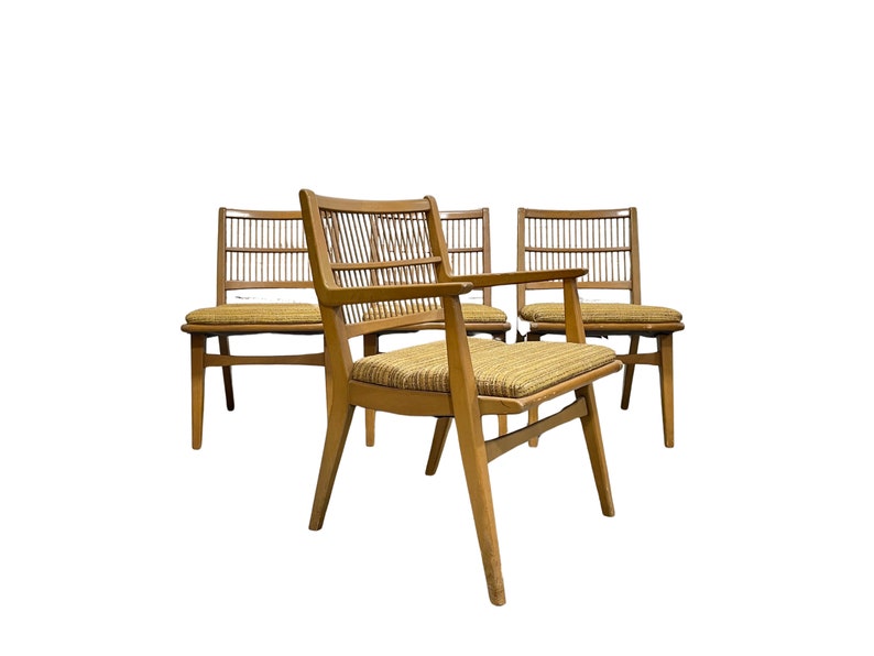 Mid Century MODERN Spindle Back DINING CHAIRS by Red Lion Furniture, Set of 4 image 10