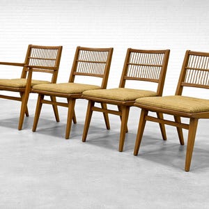 Set of 4 Mid Century Modern Spindle Back Dining Chairs by Red Lion Furniture Co., c. 1960's