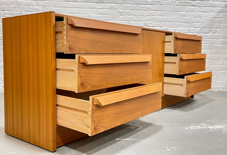 SCULPTED Mid Century MODERN Danish Teak CREDENZA / Long Dresser by Skovby Mobelfabrik, c. 1960'S image 4