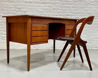 DANISH Mid Century Modern TEAK Double Sided DESK + Bookcase, 1960's