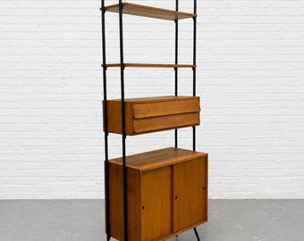 Mid Century Modern Italian Teak Freestanding Wall Unit Bookcase – Vintage Wall Shelving, c. 1950’s