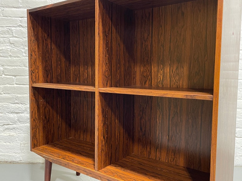 DANISH Mid Century Modern ROSEWOOD BOOKCASE / Vinyl Storage, c. 1960s image 4