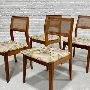 WALNUT Mid Century Modern CANED Dining CHAIRS, Set of Four image 4