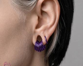 Lila gestapelte Creolen für gestreckte Lobe, Hand eloxierte Implant Grade ASTM F136 Titan Ohrhänger, geschichtete Piercing Schmuck, 20 Farben
