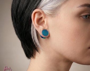 Türkisfarbener Titan Ohr-Plug, polierter solider Flesh Plug, Hand eloxiertes Implant Grade ASTM F136 Titan, Single Stretched Lobe Piercing Schmuck