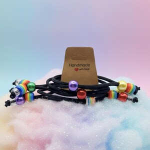 Handmade Colorful Hair Tie Bundle – Multicolor Beaded Ponytail Holders – Rainbow Burst