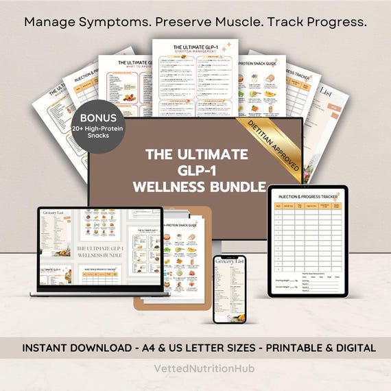 GLP-1 Tracker and Planner Printable, Food List and Nutrition Guide PDF