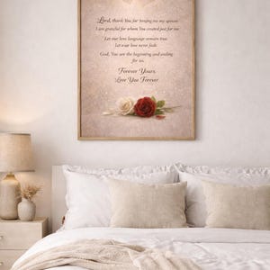 Arte mural con oración matrimonial cristiana / Imprimible de amor de pareja basado en la fe / Decoración cristiana para él y para ella / Descarga digital
