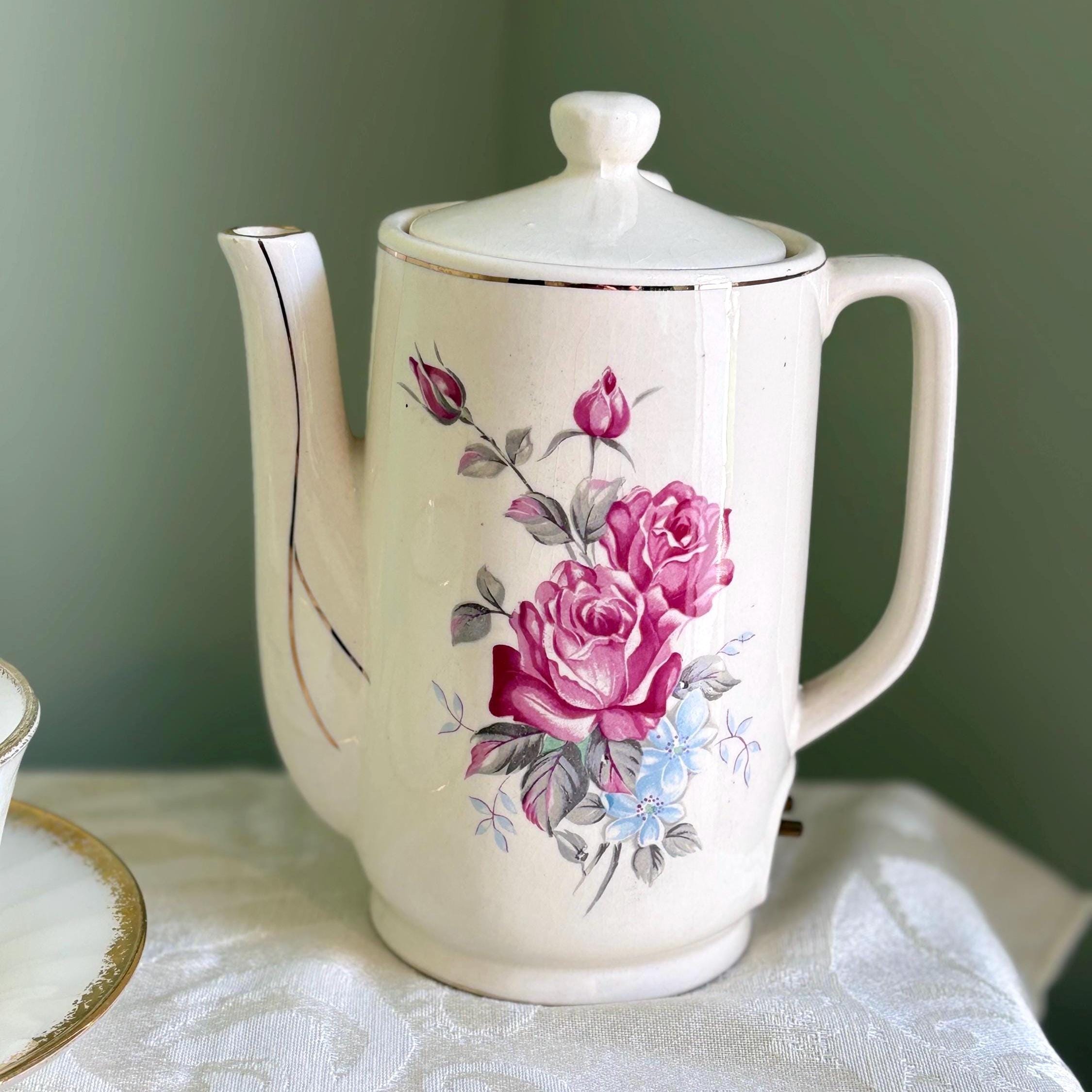 Vintage Rose Electric Tea Pot - Etsy