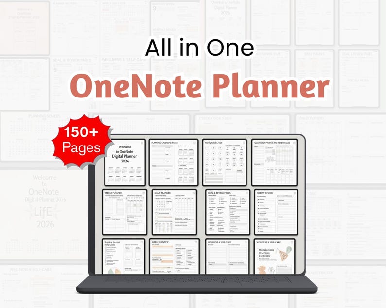 Background Onenote Weekly Onenote Digital Planner | 2026 All-in-one Hyperlinked Digital Life ...