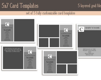 5x7 Card Templates monogram set