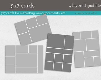 Carte 5 x 7 modèles ; 4 fichiers de template psd - INSTANT DOWNLOAD