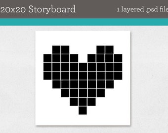 20x20 Heart Storyboard Template -INSTANT DOWNLOAD