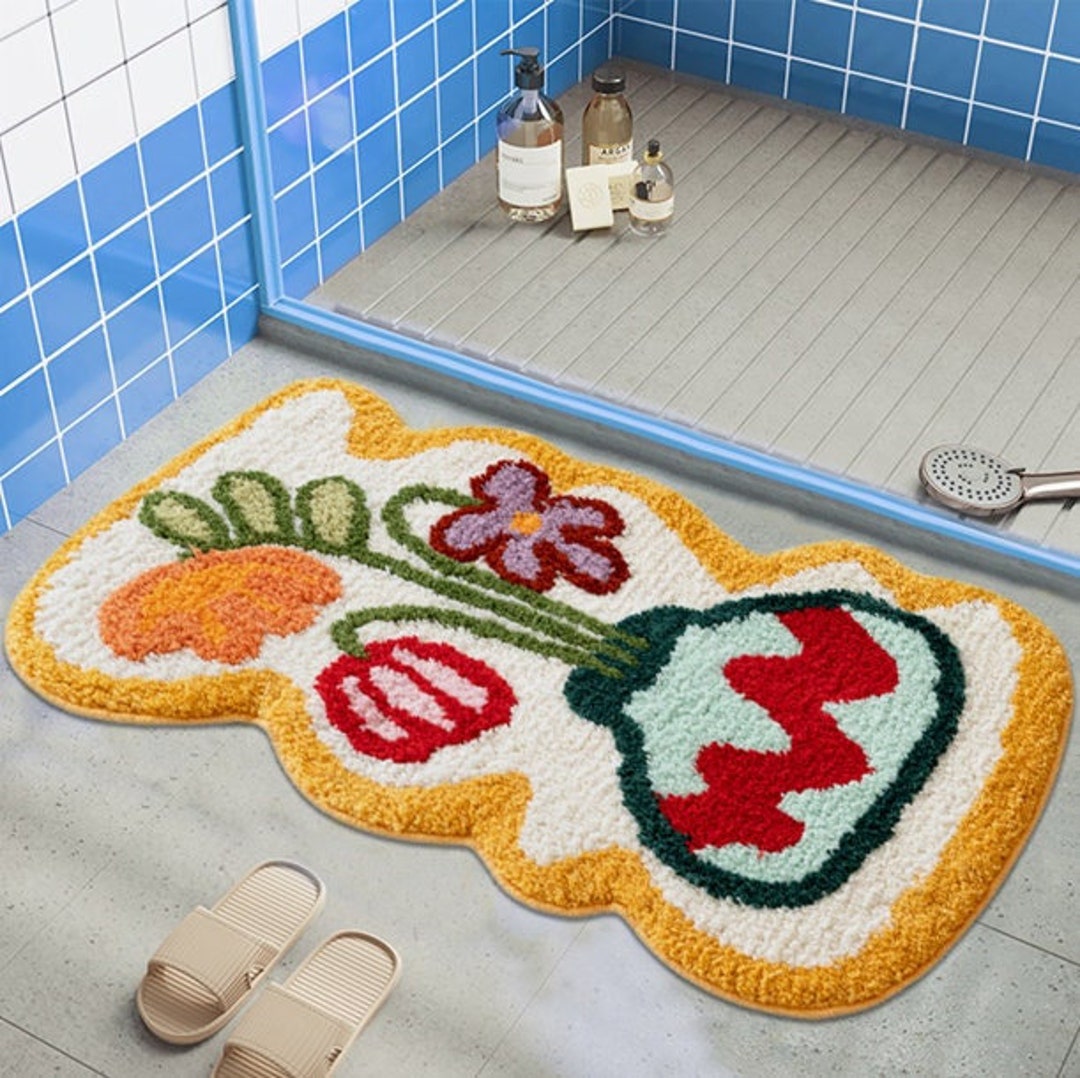 Home Room Decor Bathroom Floor Mat is Absorbent and Nonslip Etsy