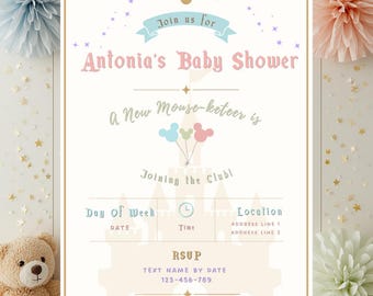 Zauberhafte Märchenbuch-Babyparty-Einladung | Bearbeitbare Canva-Vorlage (Digitaler Download)