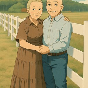 Anpassat anime-familjeporträtt | Illustration i Ghibli-stil (digital nedladdning)