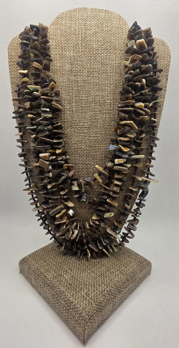 Multi-Strand Abalone Shell Chip Statement Boho Ne… - image 1