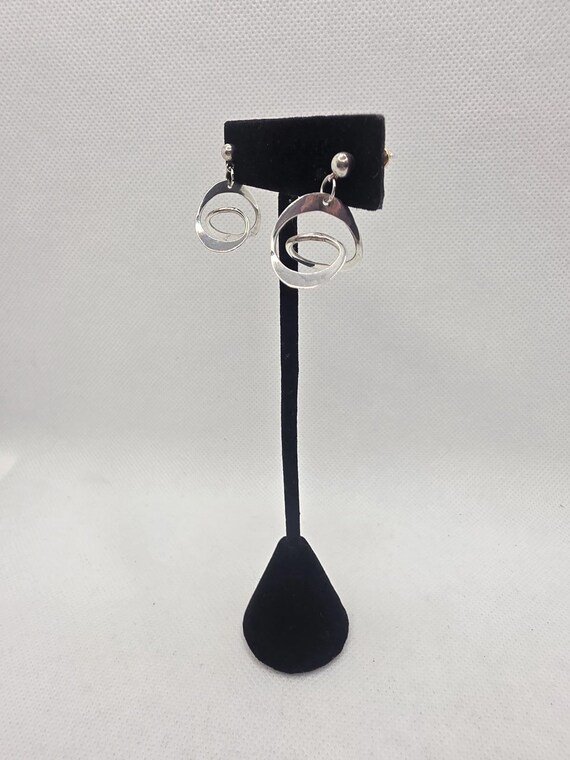 925 Sterling Silver Interlocking Loop Drop Earrin… - image 1