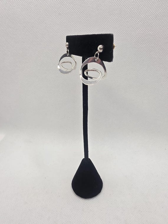 Sleek 925 Sterling Silver Interlocking Loop Drop … - image 1