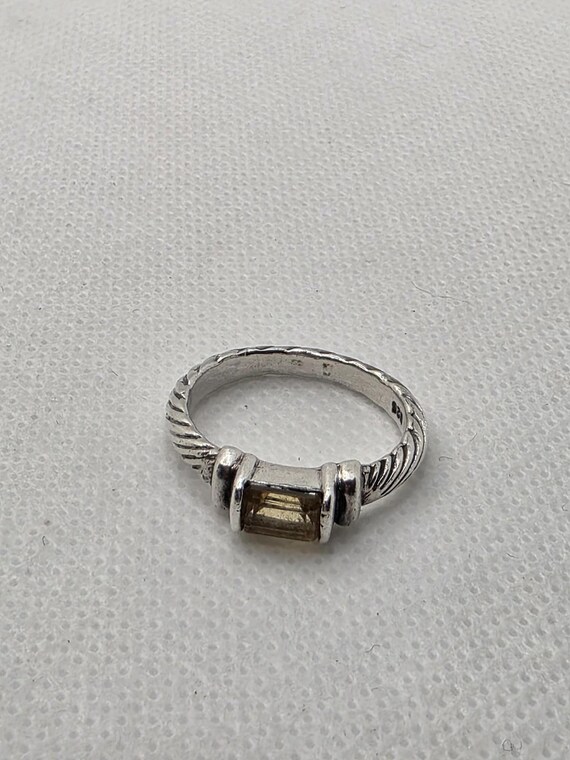 Sterling Silver Ring with Rectangular Citrine Ins… - image 5