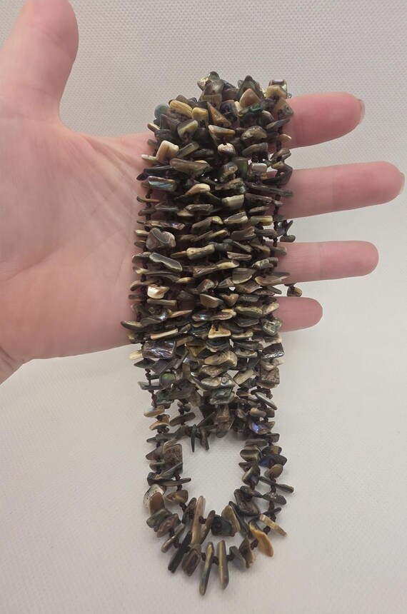 Multi-Strand Abalone Shell Chip Statement Boho Ne… - image 2