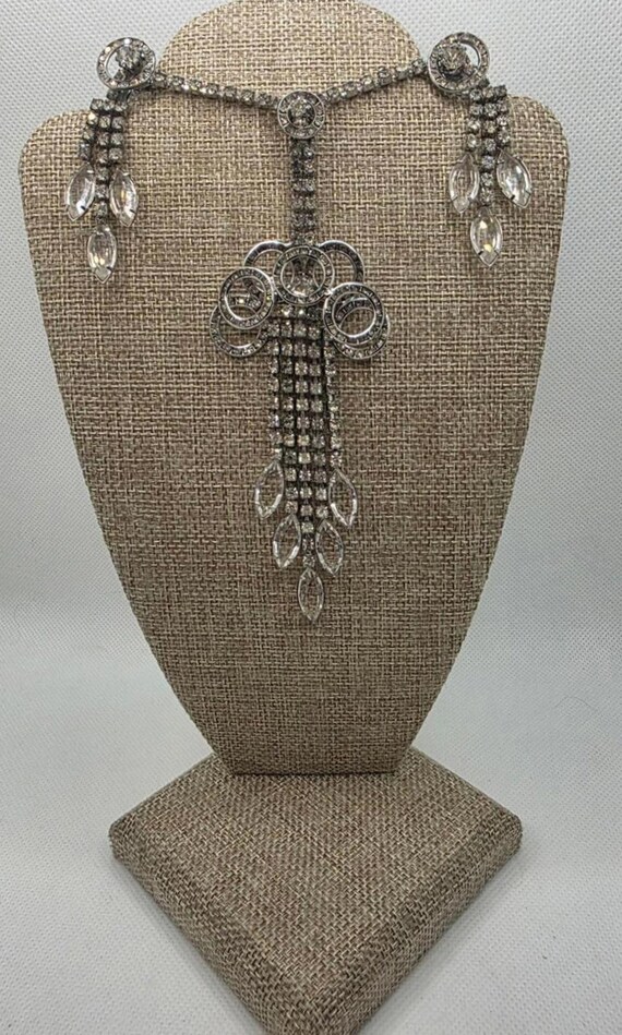 Cascading Rhinestone Statement Necklace - image 1