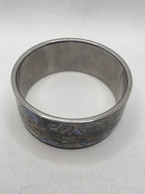 Native American Style Abalone Shell Inlay Bangle … - image 3