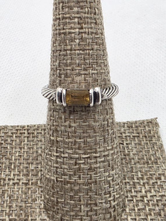 Sterling Silver Ring with Rectangular Citrine Ins… - image 3