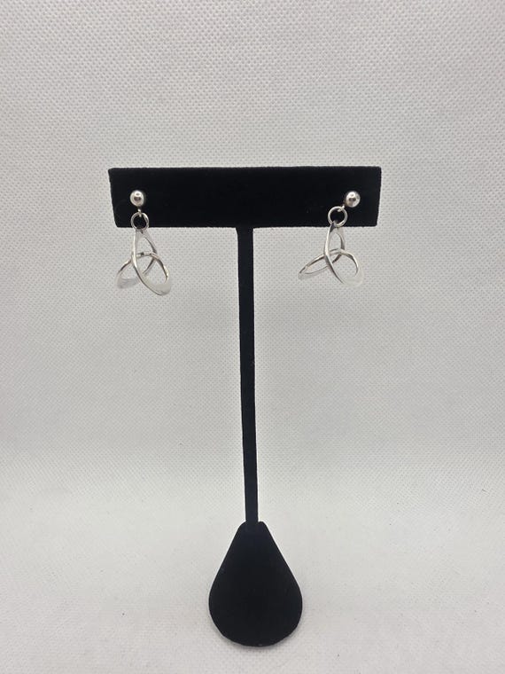 Sleek 925 Sterling Silver Interlocking Loop Drop … - image 2