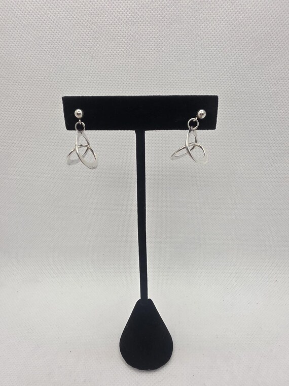 925 Sterling Silver Interlocking Loop Drop Earrin… - image 2