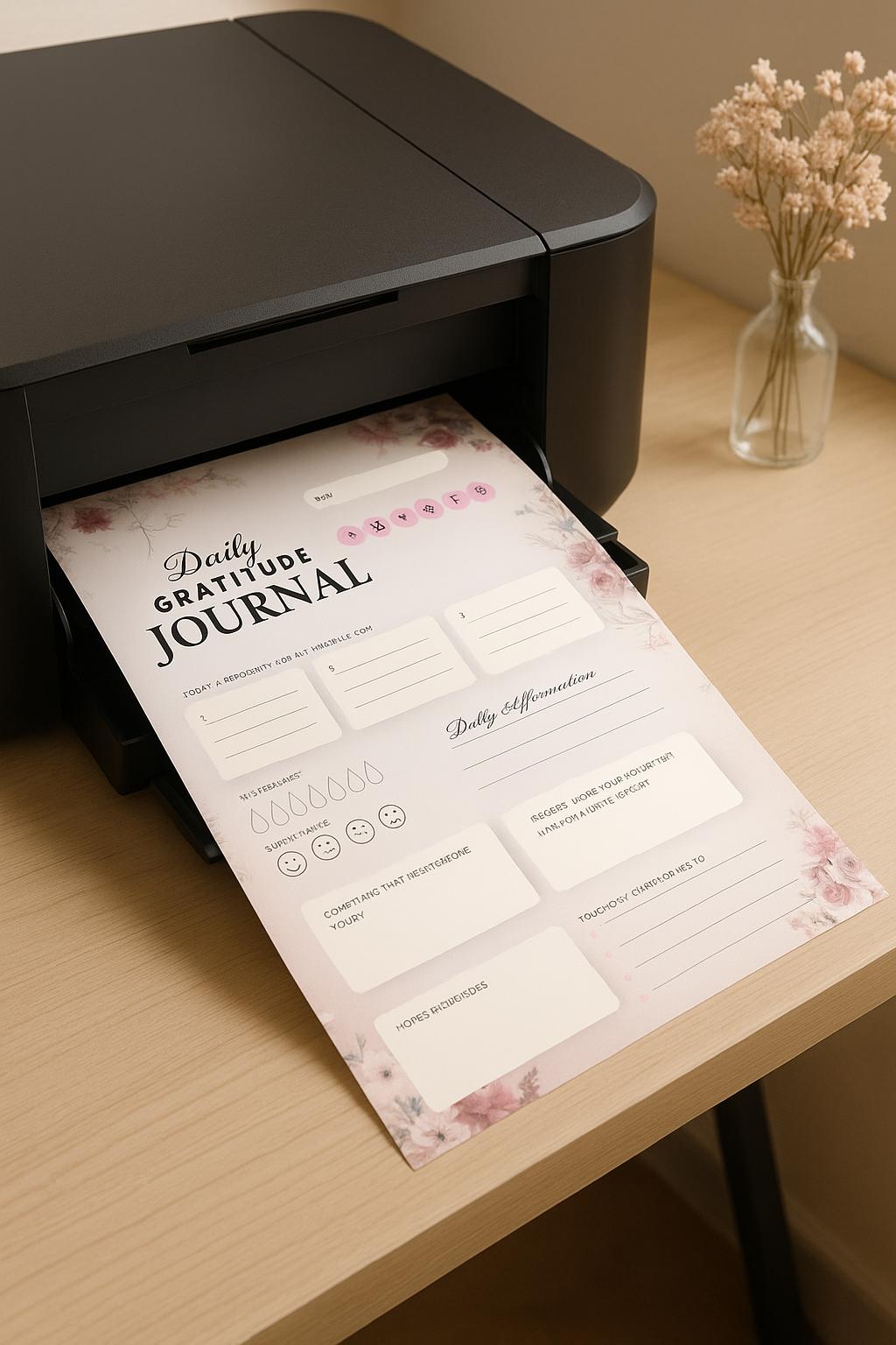 Daily Gratitude Journal Printable | Self Care Worksheet | Floral Pink ...