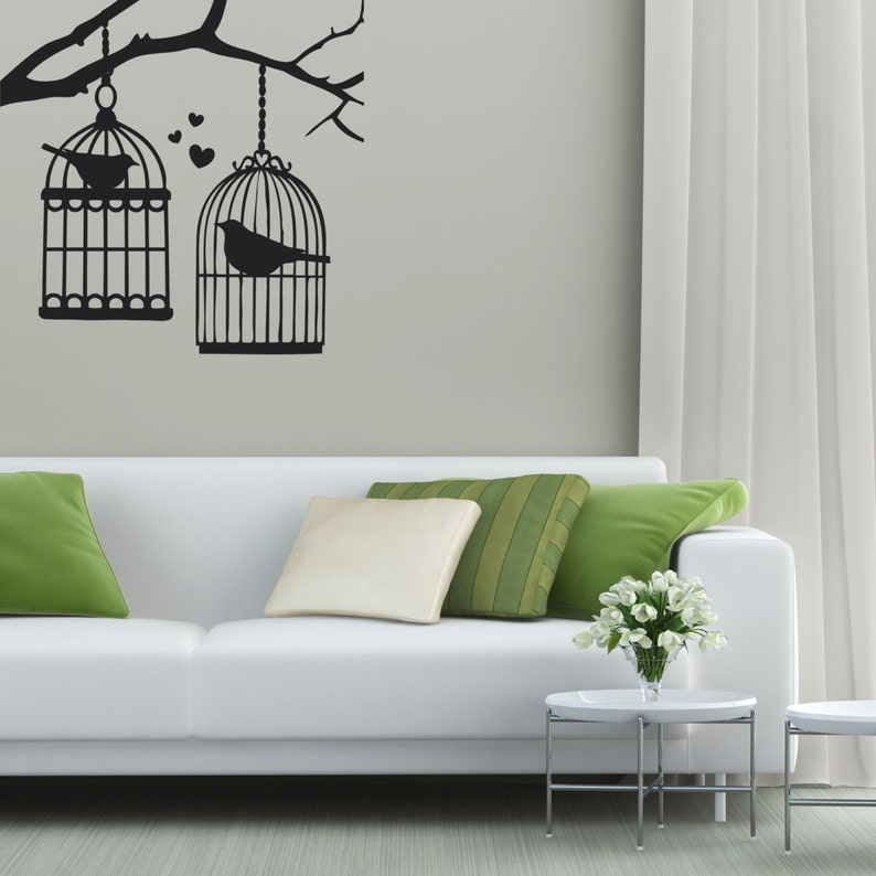Love BIRD Bird cages Wall art DECAL Vinyl sticker home decor Etsy