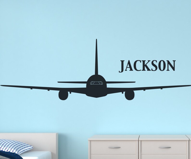 Airplane With PERSONALIZED Name Wall Art DECAL Vinyl Sticker Etsy