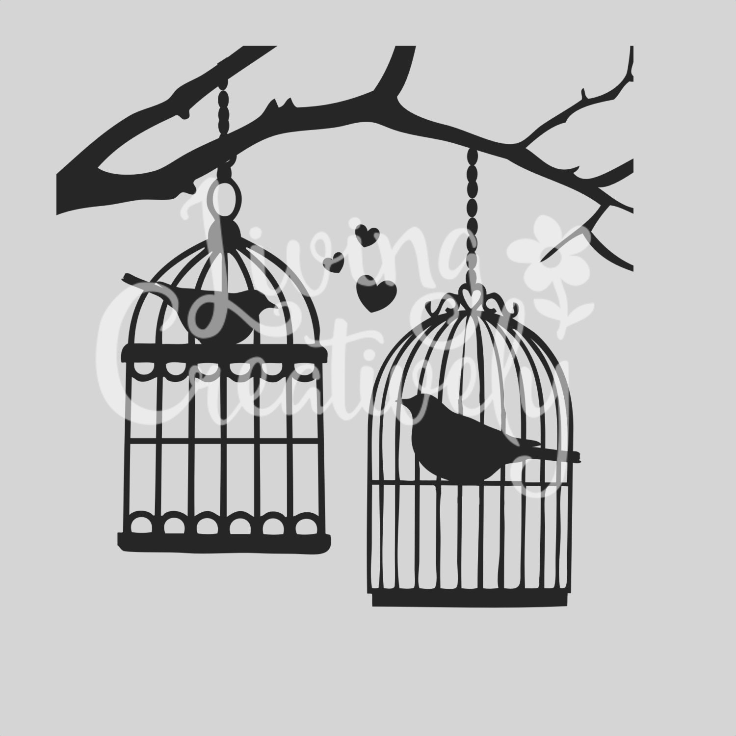 Love BIRD Bird Cages Wall Art DECAL Vinyl Sticker Home Decor Etsy