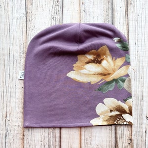 Chemo Hats Plum Floral lined in Bamboo Jersey image 2