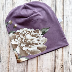 Chemo Hats Plum Floral lined in Bamboo Jersey image 3