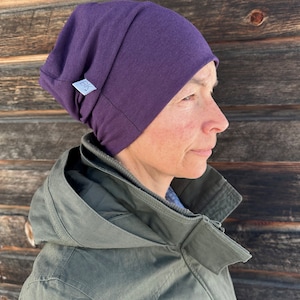 Bamboo Chemo hats specifically designed for people in cancer treatment Cancer caps Chemo Headwear Chemo Care Package Cancer Beanies Plum