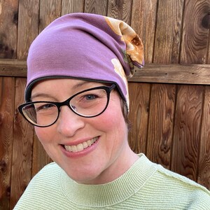 Chemo Hats Plum Floral lined in Bamboo Jersey image 8