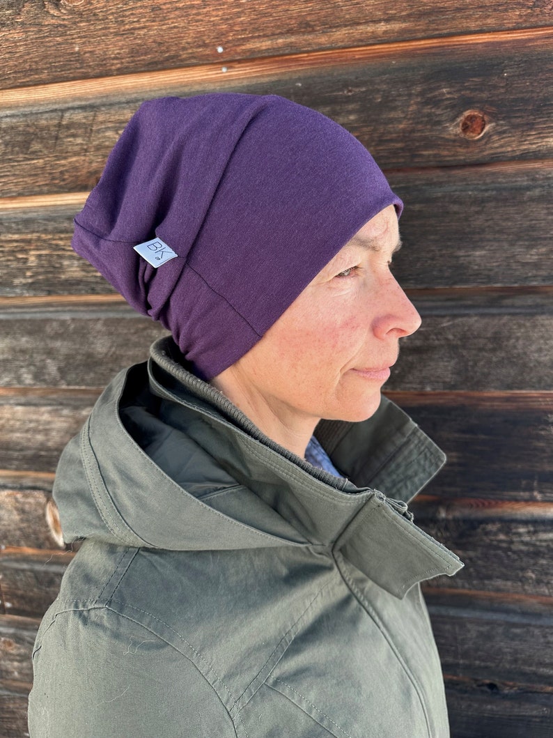 Bamboo Chemo hats specifically designed for people in cancer treatment Cancer caps Chemo Headwear Chemo Care Package Cancer Beanies Plum