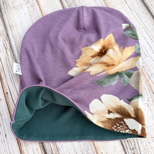 Chemo Hats Plum Floral lined in Bamboo Jersey image 5