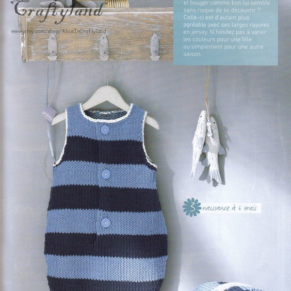 ENGLISH Baby Stripped Sleeping Bag Knitting Pattern PDF