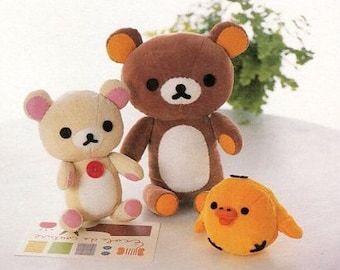 Rilakkuma Bear and Friends Plush Sewing Pattern PDF Noms des modèles anglais